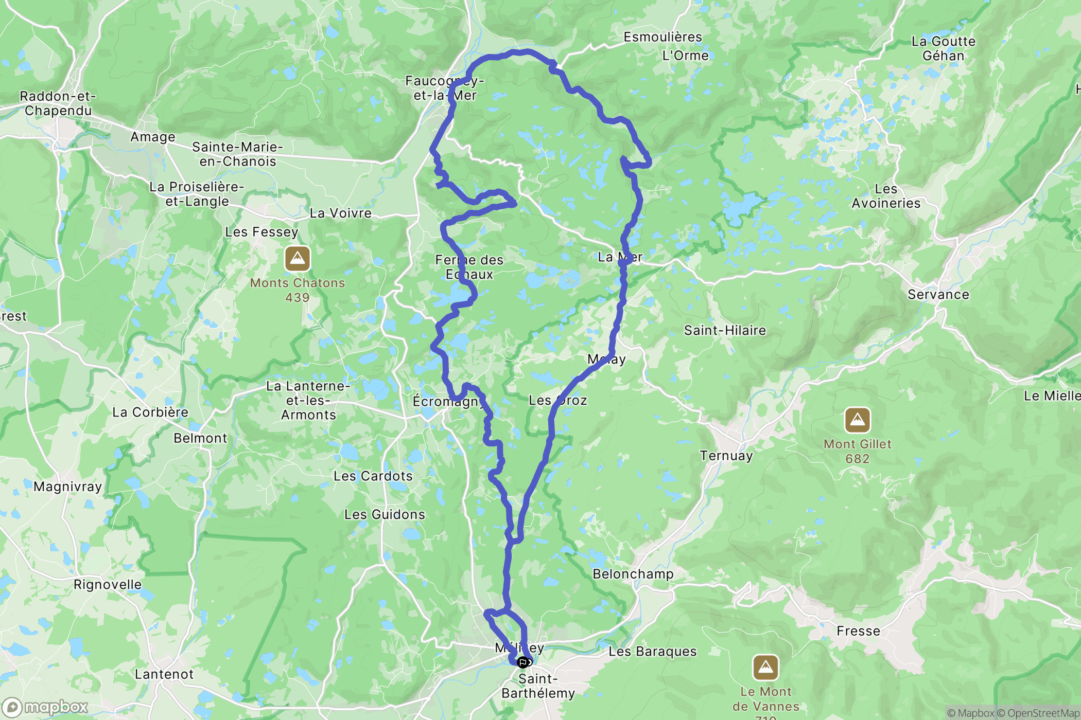 Mélisey : carte du parcours de randonnée - France