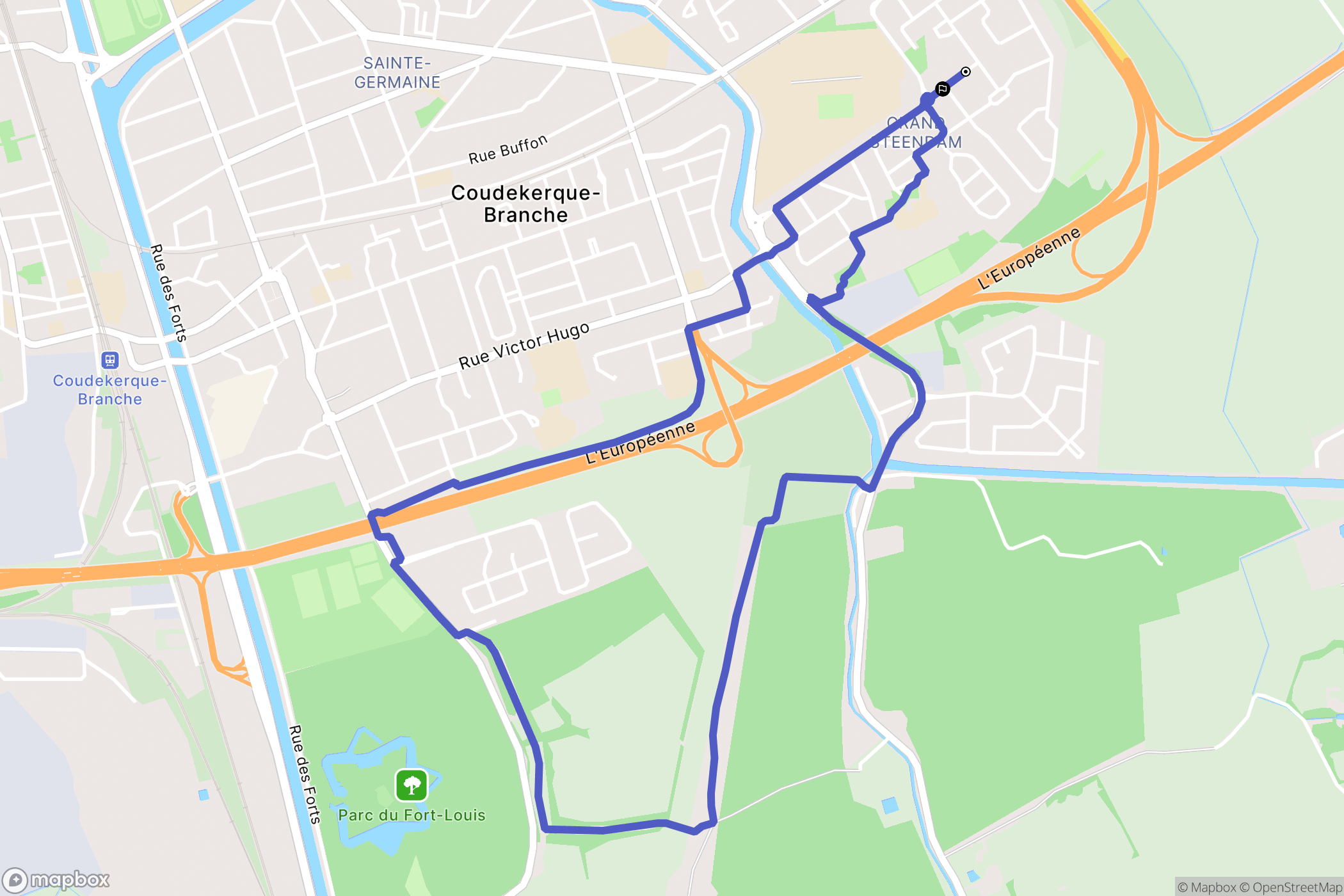 Coudekerque-Branche : carte du parcours de randonnée - France