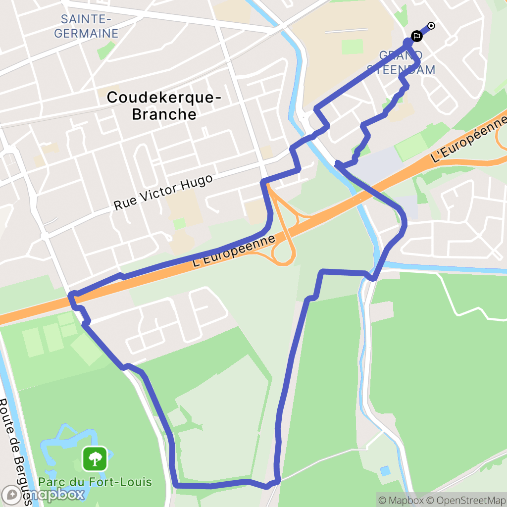 Coudekerque-Branche : carte du parcours de randonnée - France