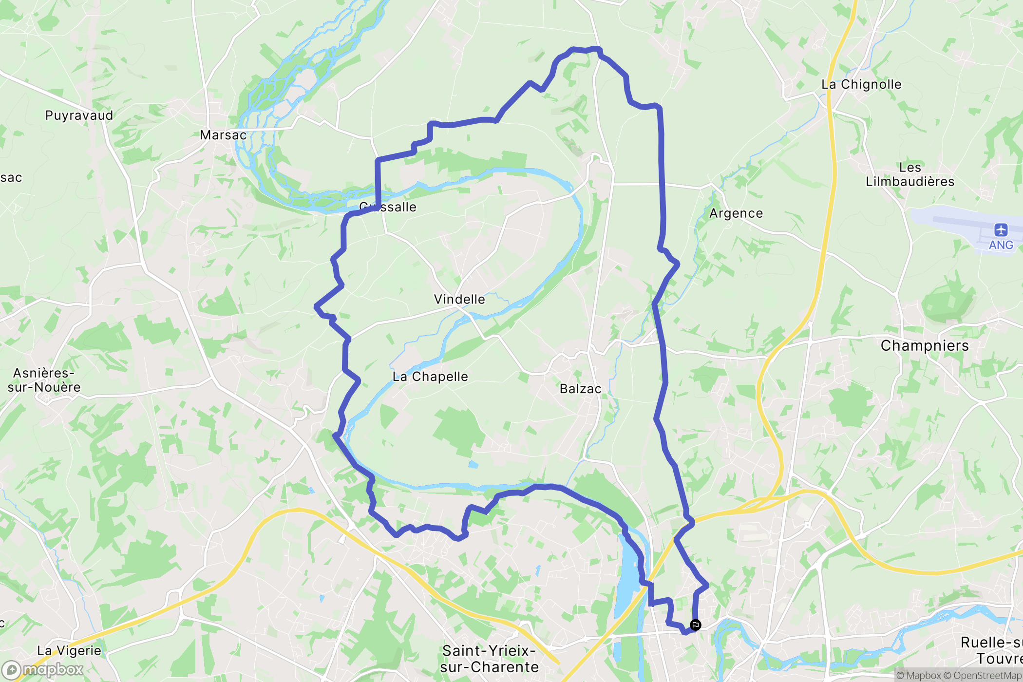 Gond-Pontouvre : carte du parcours de randonnée - France