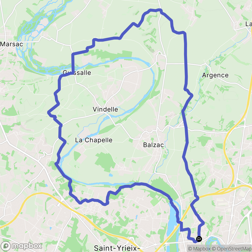 Gond-Pontouvre : carte du parcours de randonnée - France