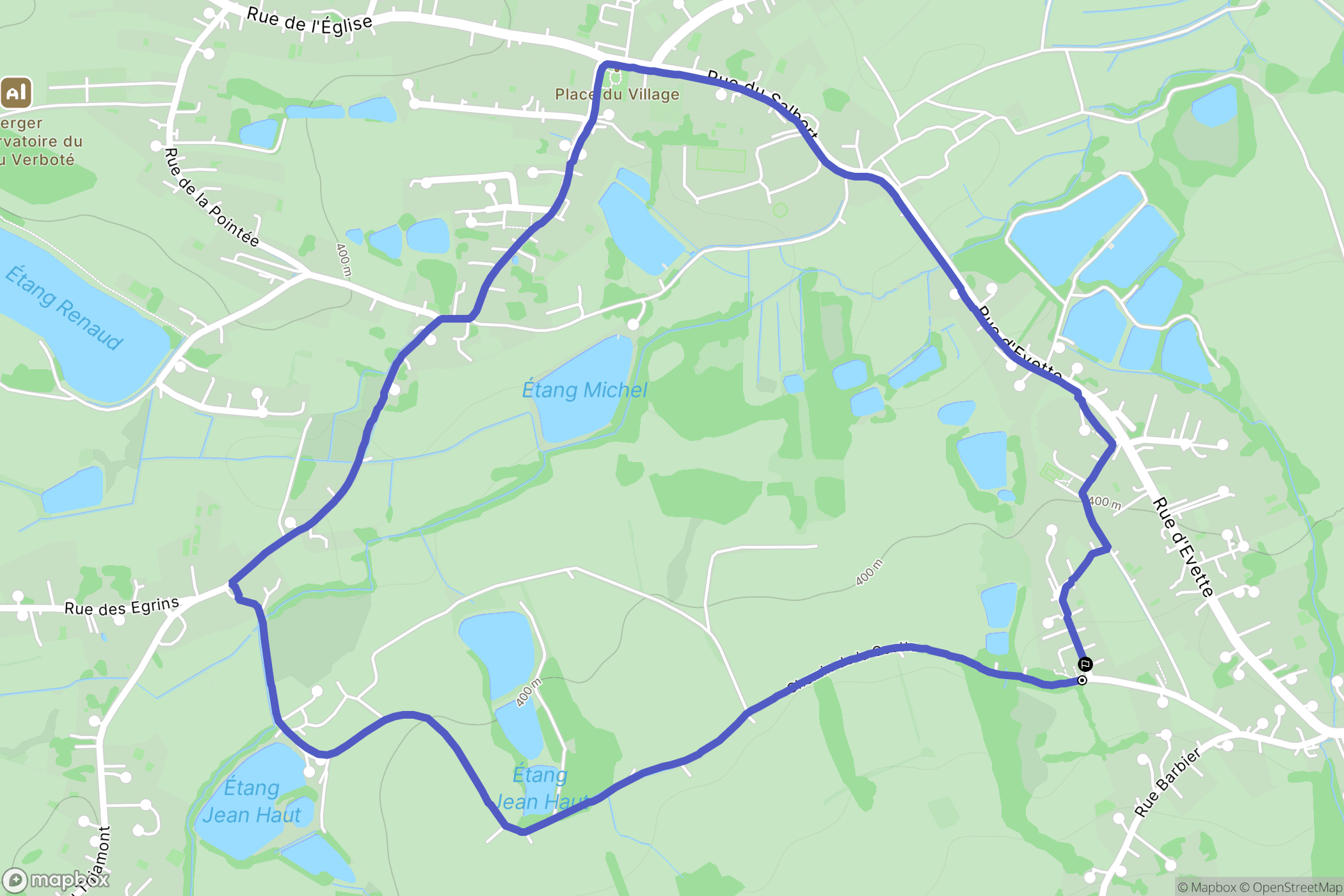 Évette-Salbert : carte du parcours de randonnée - France