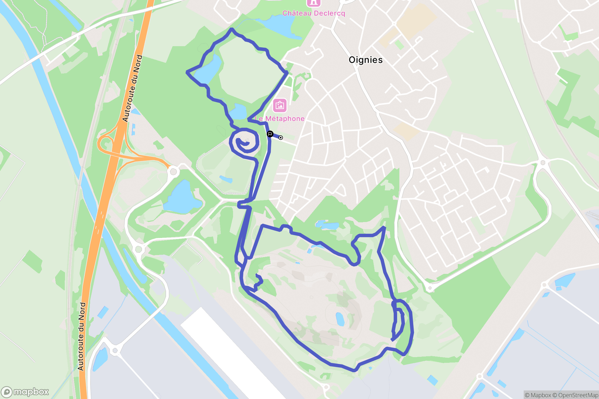 Oignies : carte du parcours de randonnée - France