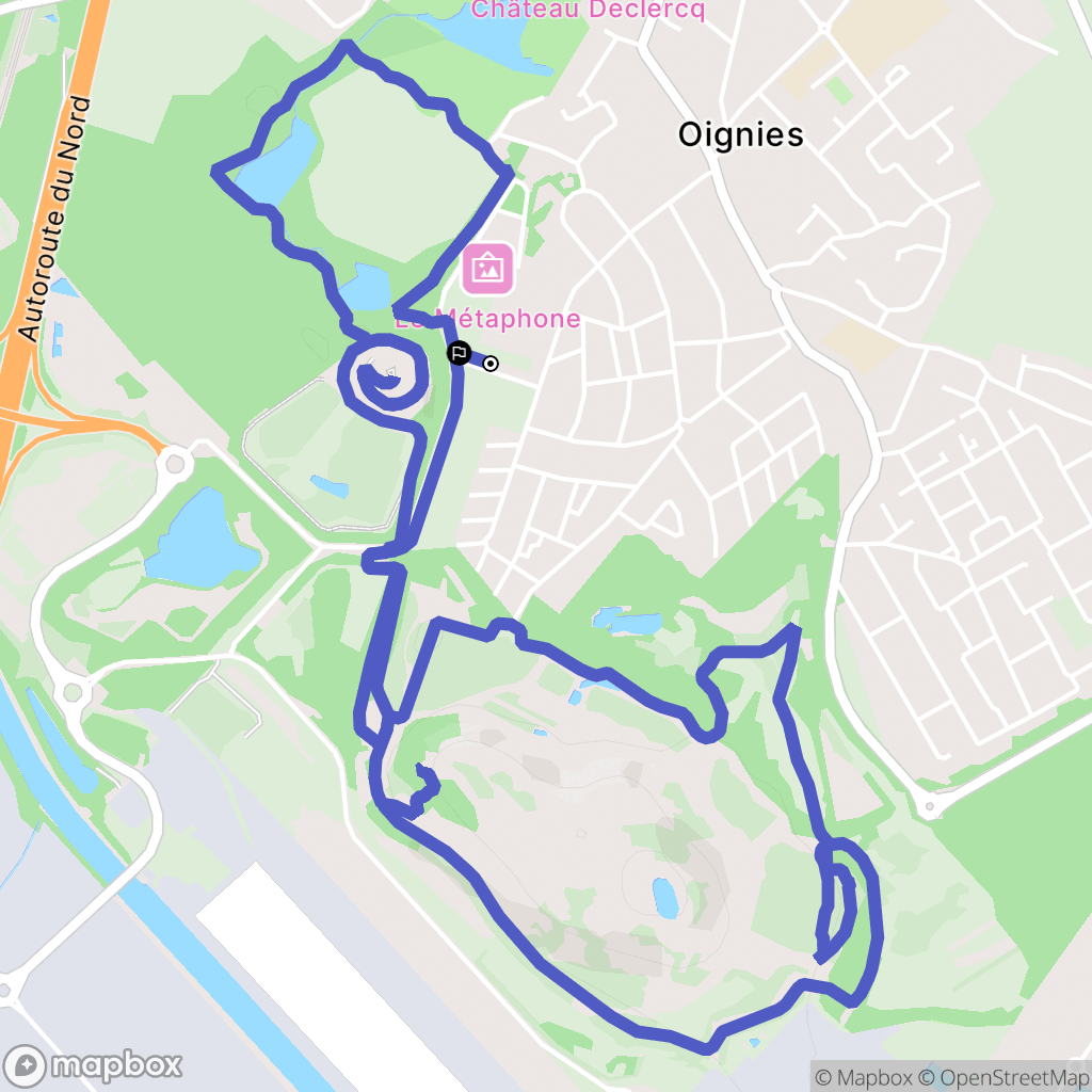 Oignies : carte du parcours de randonnée - France