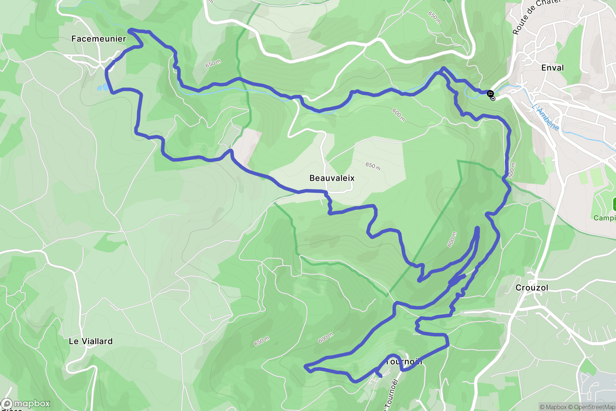 Enval : carte du parcours de randonnée - France
