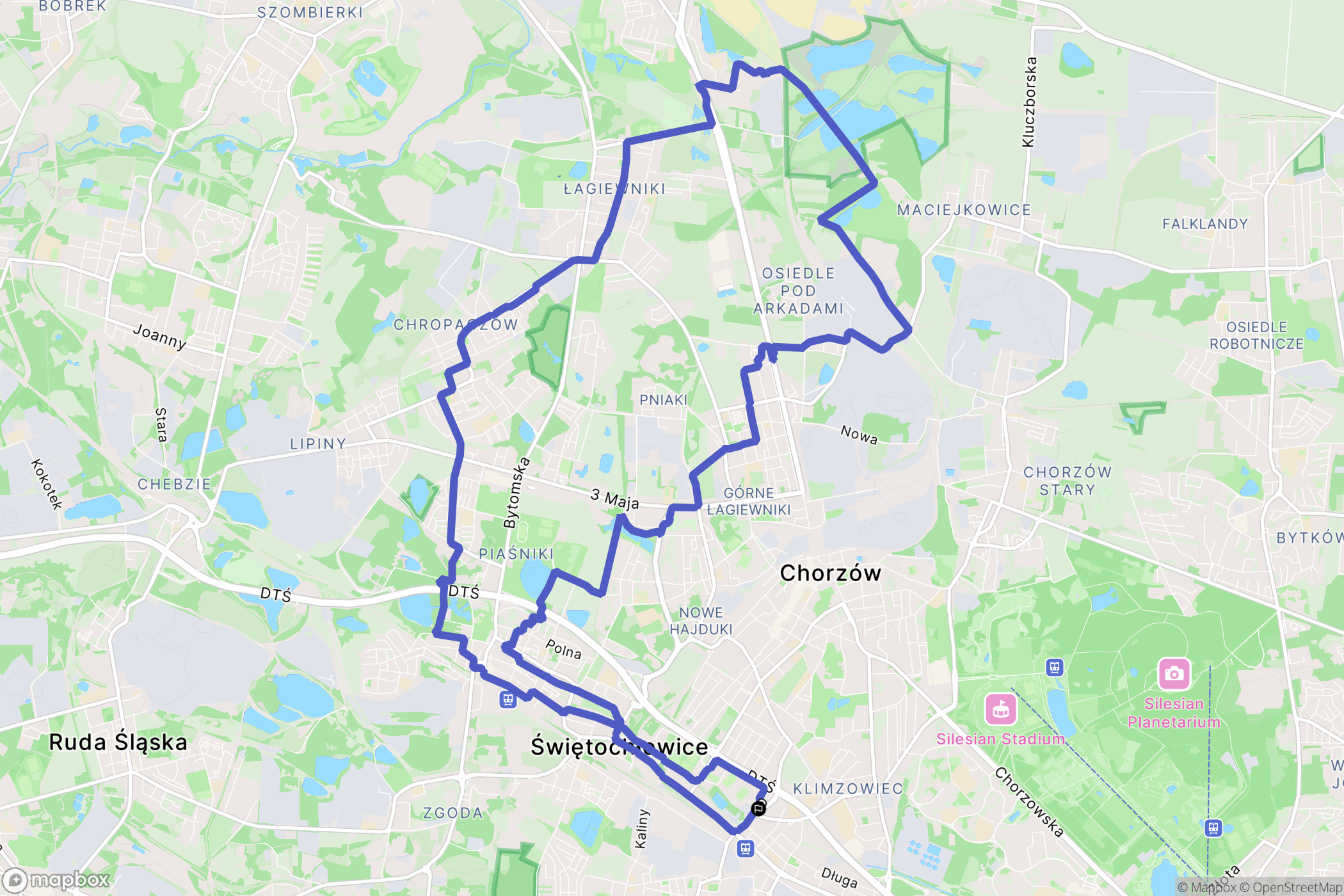 Chorzów: mapa trasy - Poland