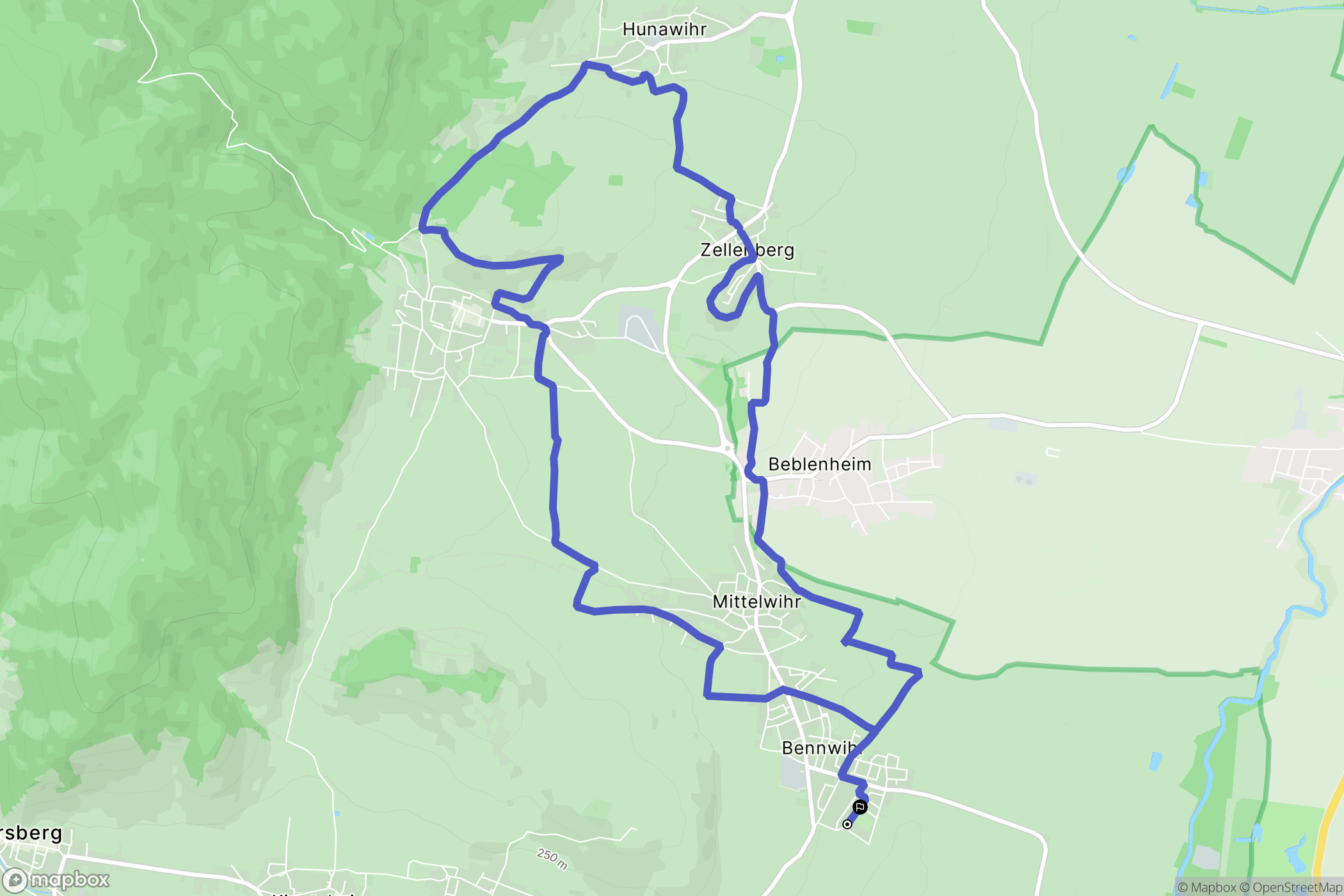 Bennwihr : carte du parcours de randonnée - France