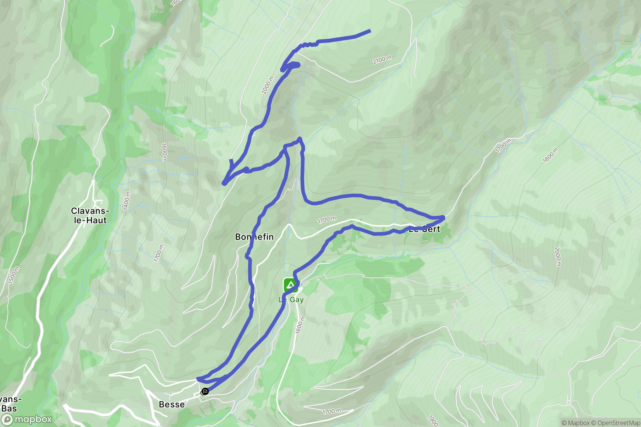 Besse : carte du parcours de randonnée - France