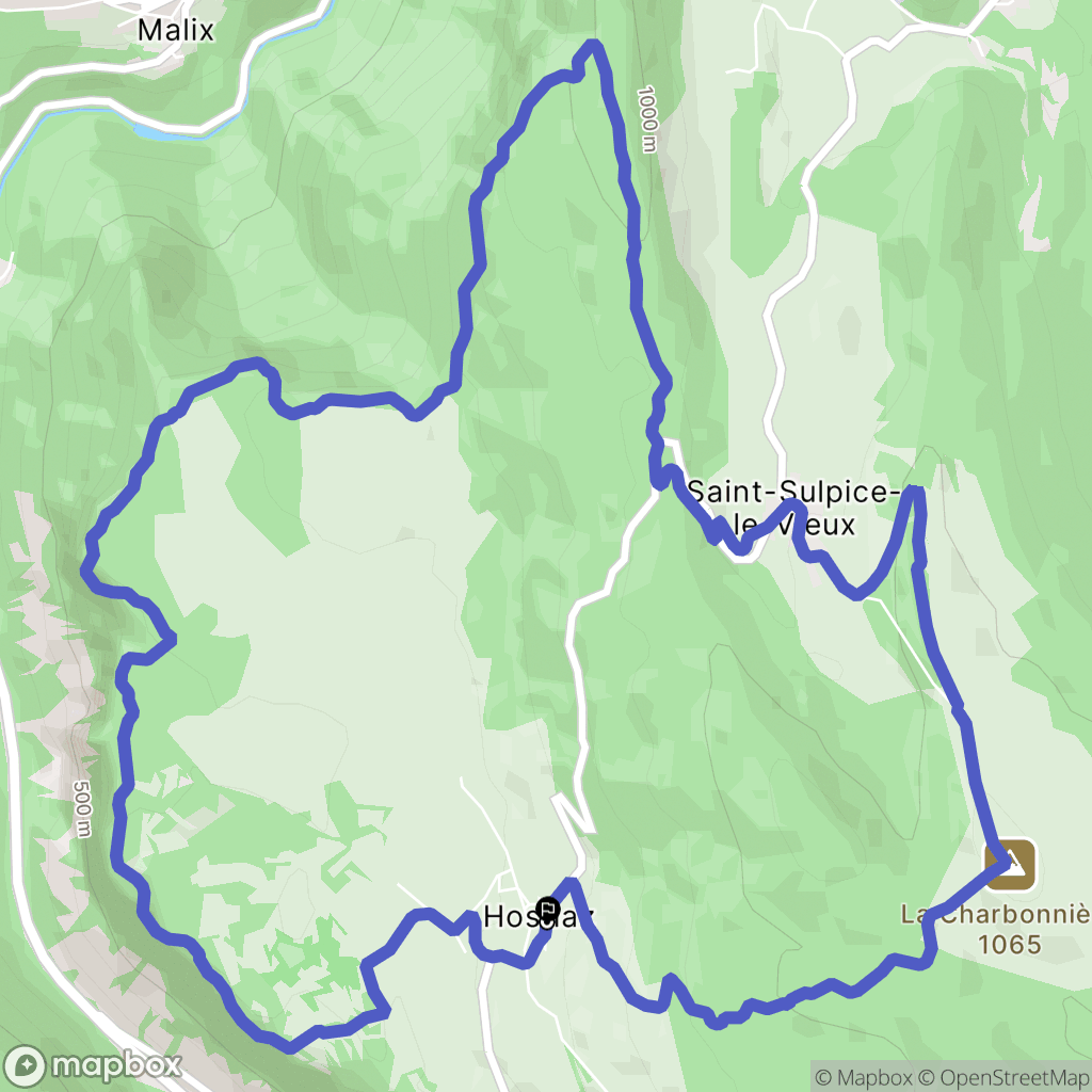 Plateau d'Hauteville : carte du parcours de randonnée - France
