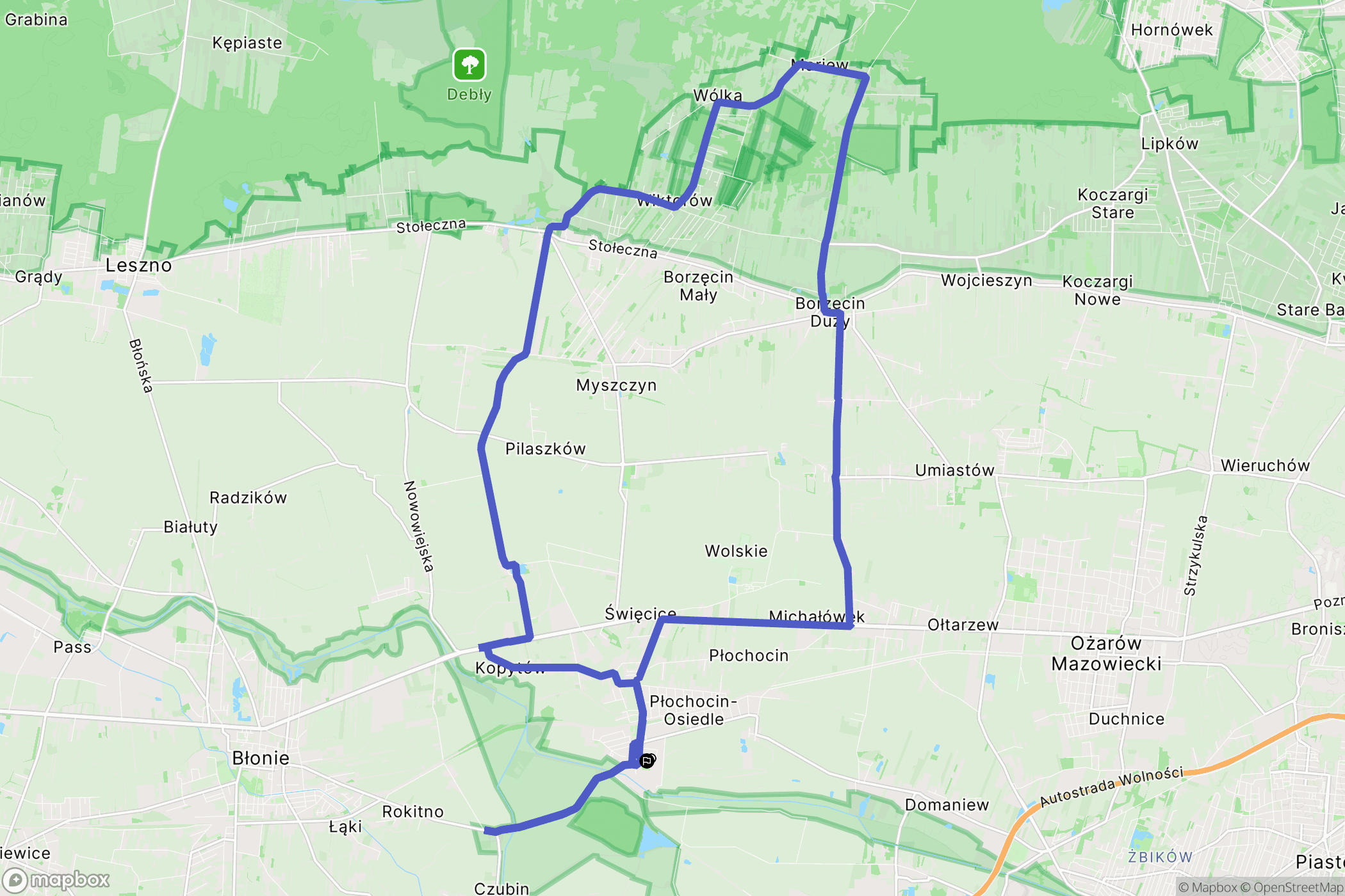 Józefów: mapa trasy - Poland