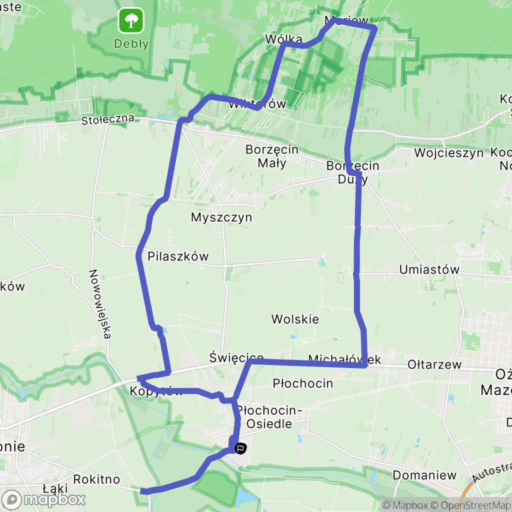Józefów: mapa trasy - Poland