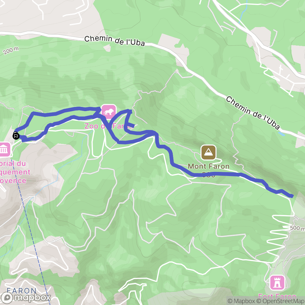 Toulon : carte du parcours de randonnée - France