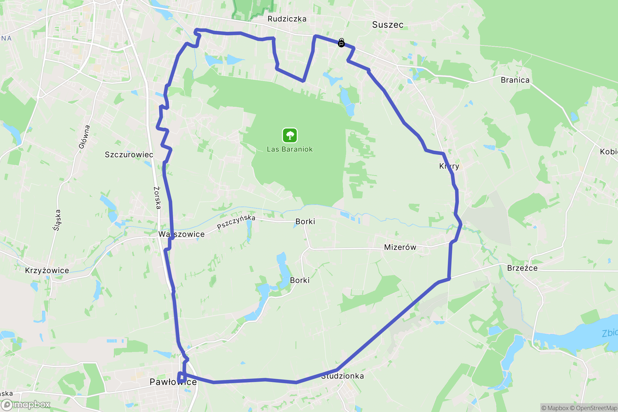 Suszec: mapa trasy - Poland