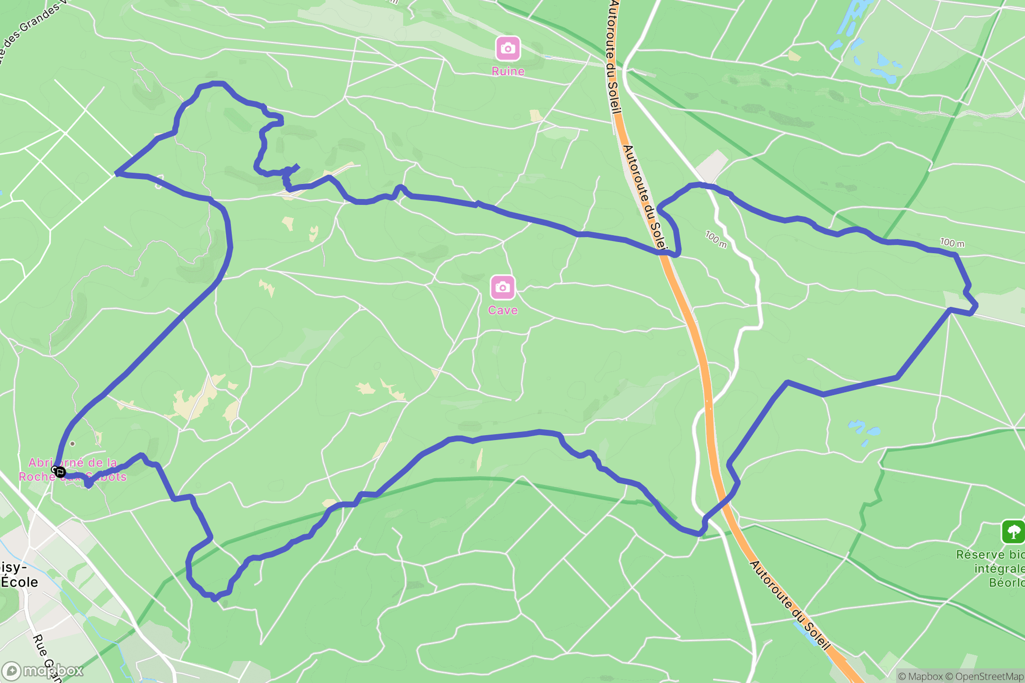 Noisy-sur-École : carte du parcours de randonnée - France