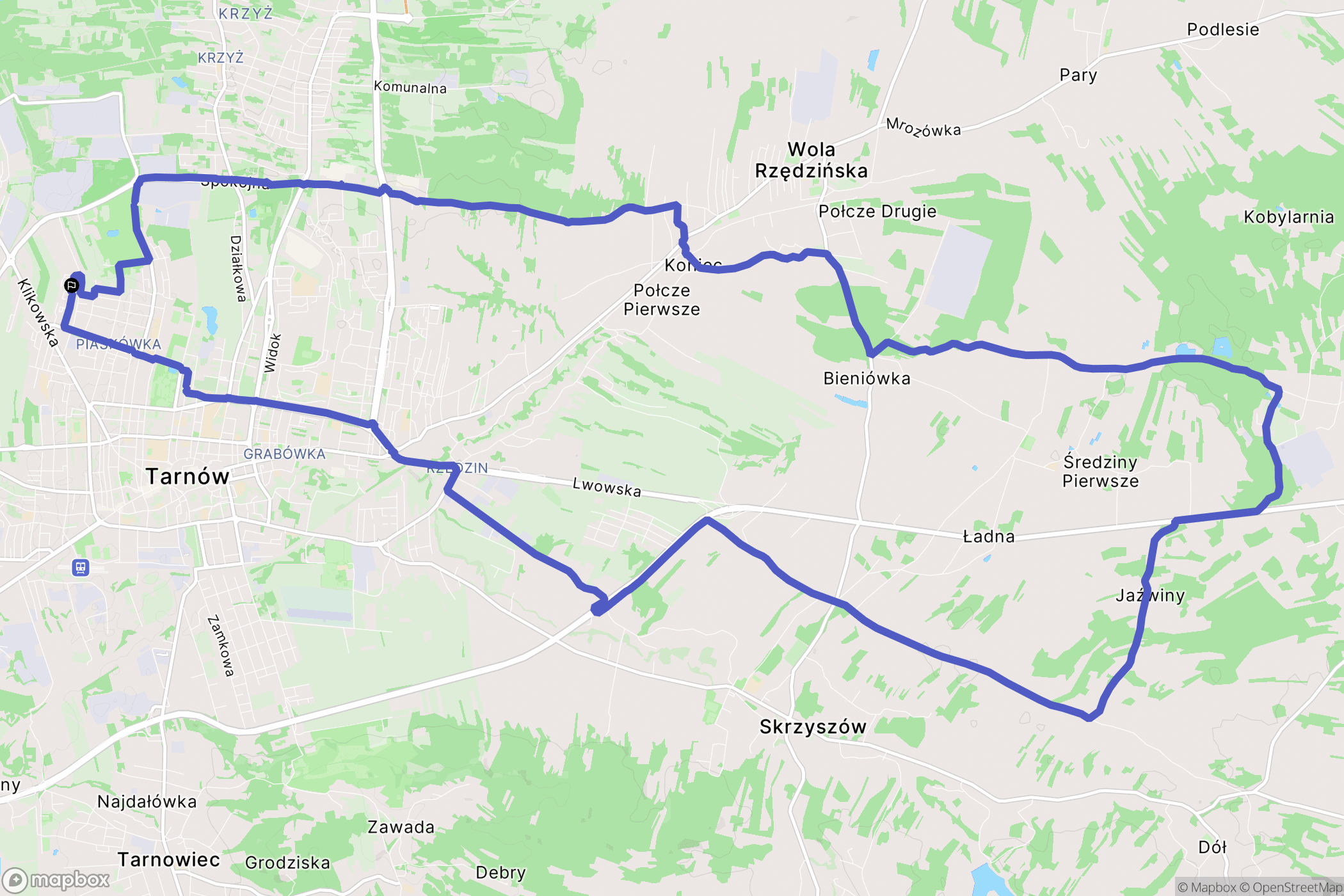 Tarnów: mapa trasy - Poland