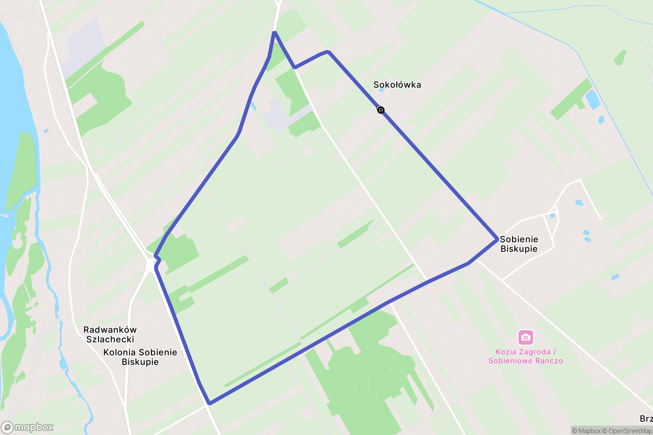 Sobienie Biskupie: mapa trasy - Poland