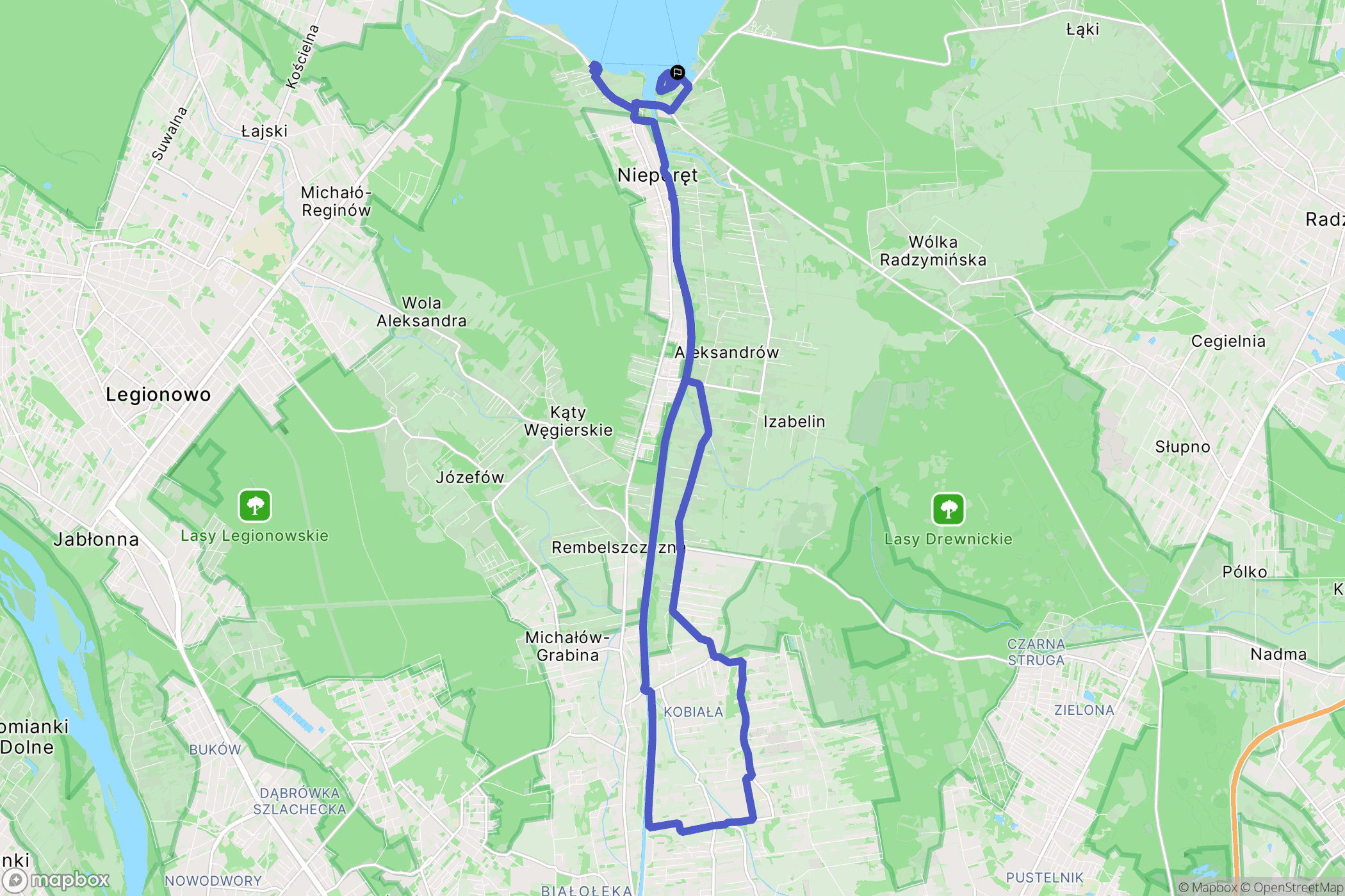 Białobrzegi: mapa trasy - Poland