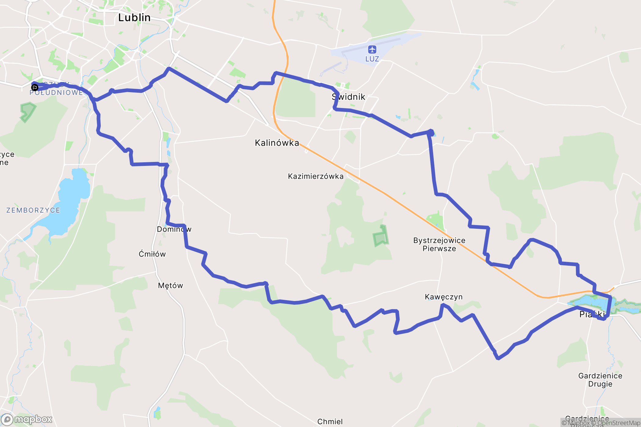 Lublin: mapa trasy - Poland