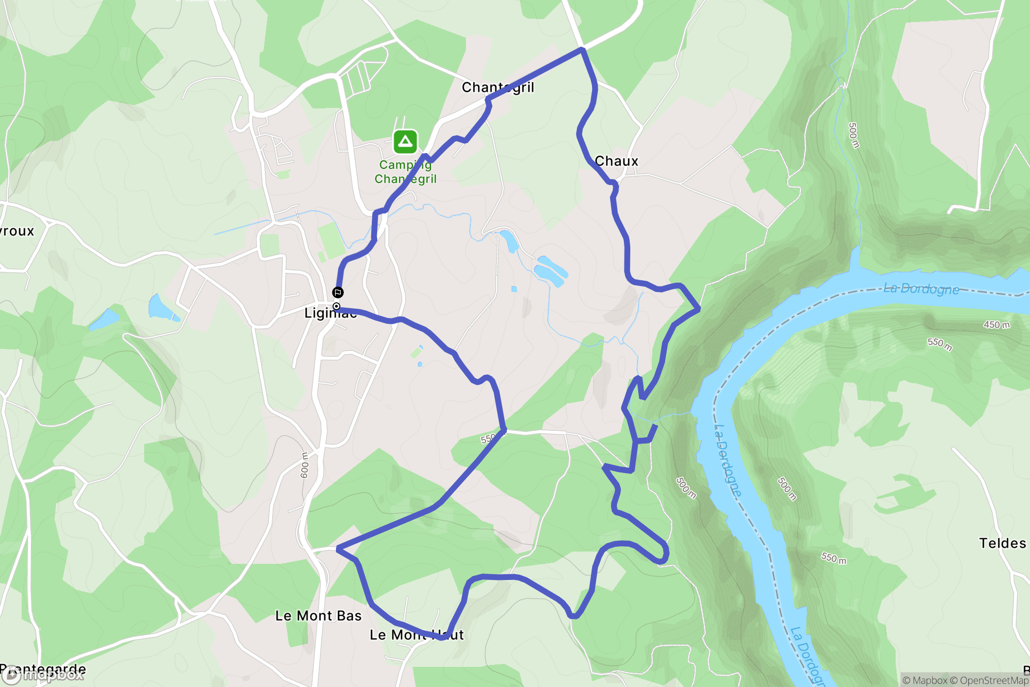 Liginiac : carte du parcours de randonnée - France