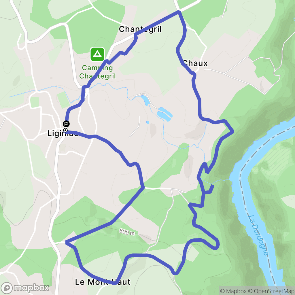 Liginiac : carte du parcours de randonnée - France