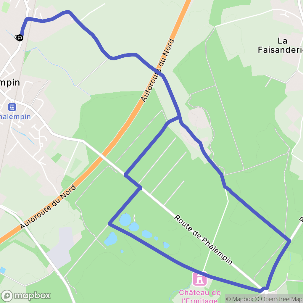 Phalempin : carte du parcours de randonnée - France