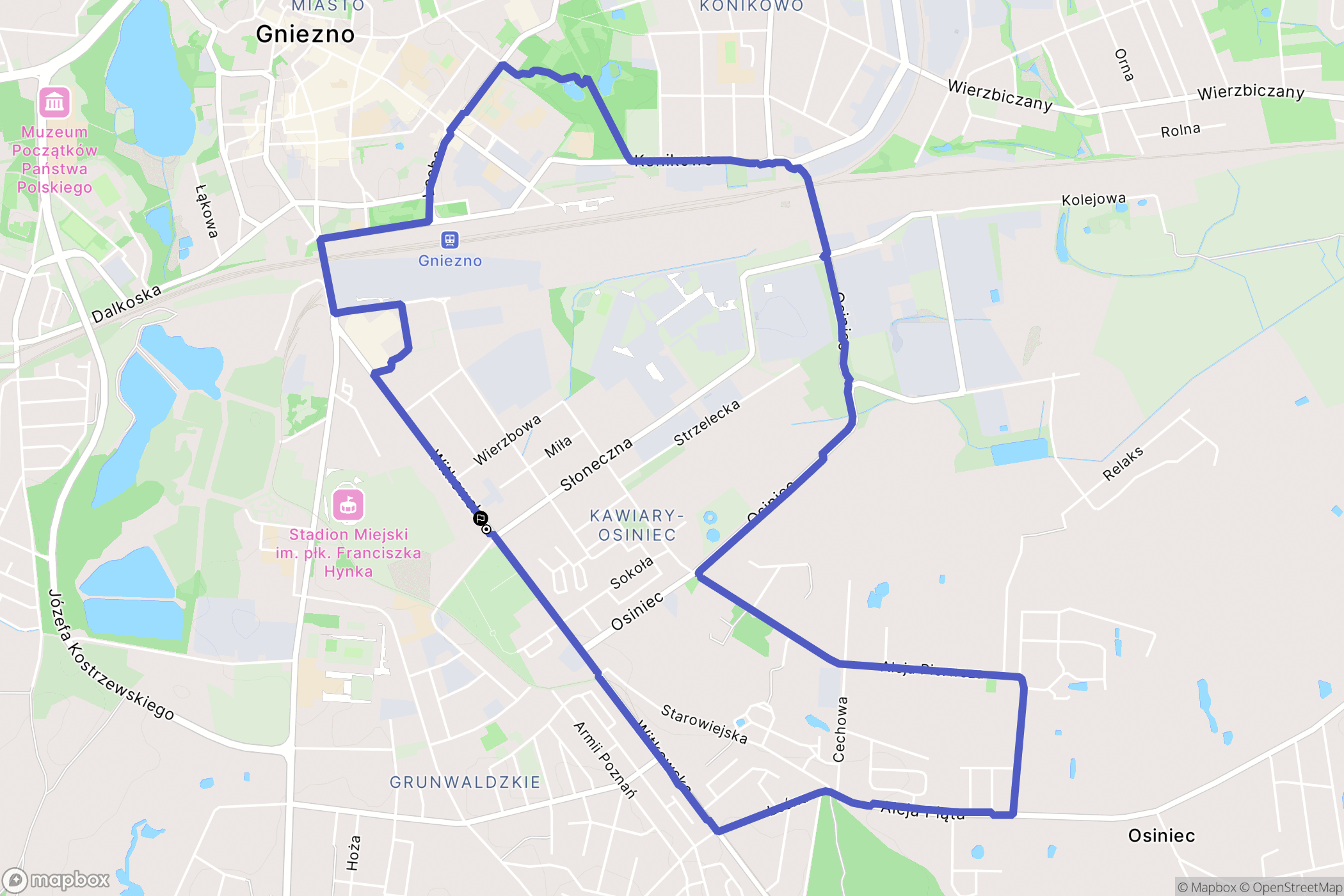 Gniezno: mapa trasy - Poland