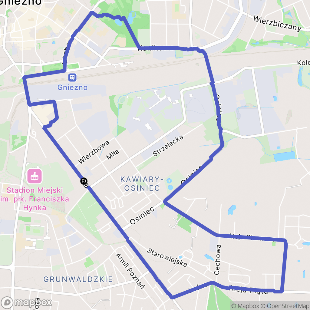 Gniezno: mapa trasy - Poland