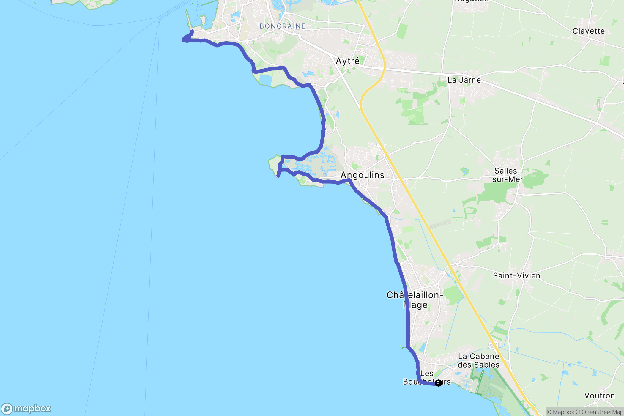 Yves : carte du parcours de randonnée - France