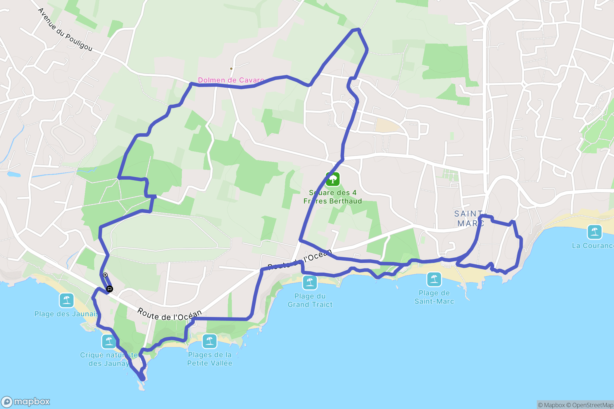 Saint-Nazaire : carte du parcours de randonnée - France