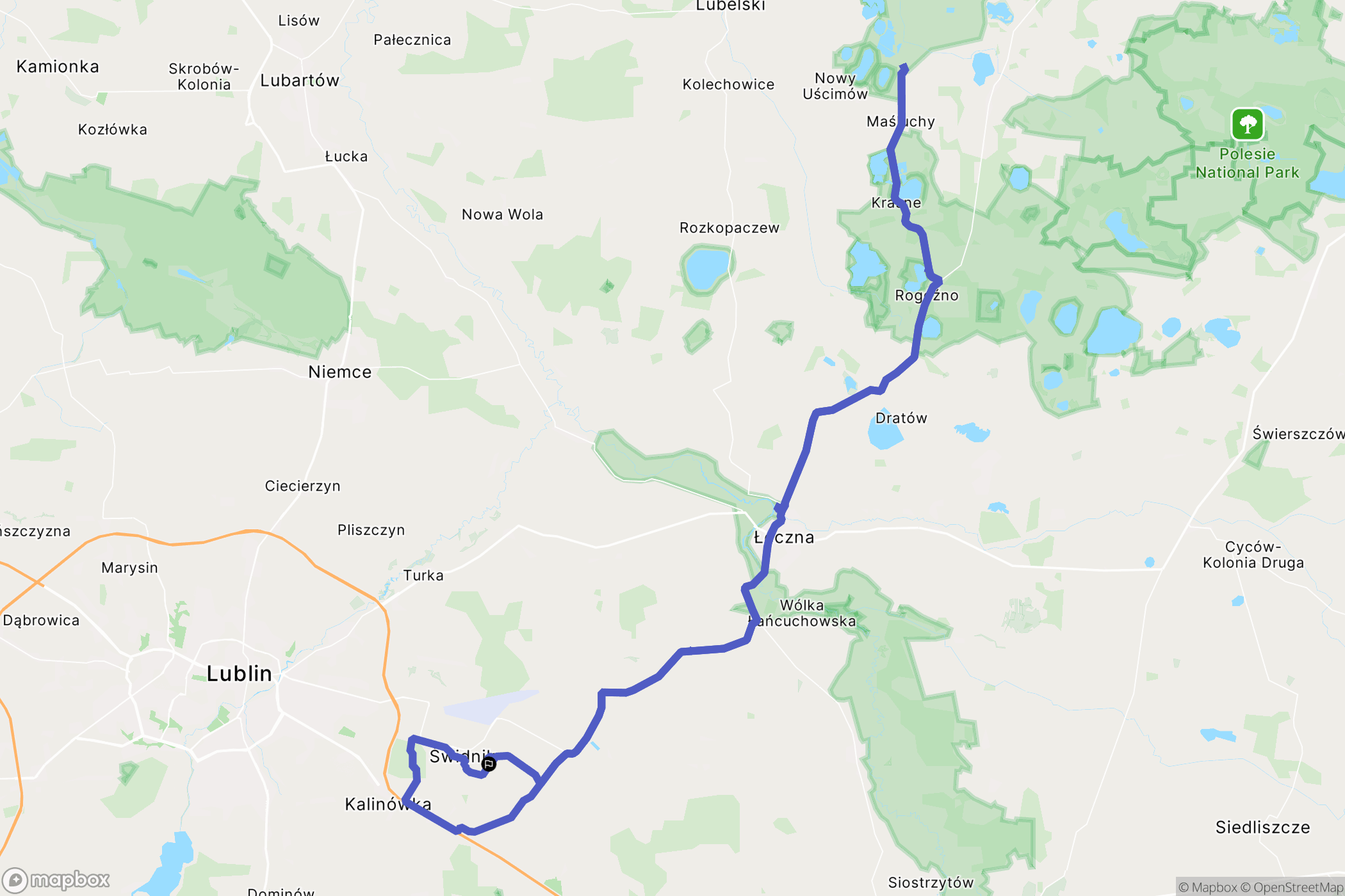 Świdnik: mapa trasy - Poland