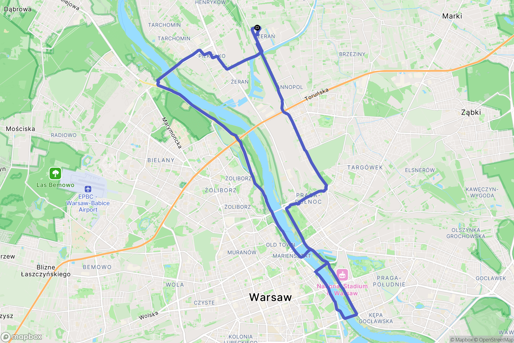 Warszawa: mapa trasy - Poland