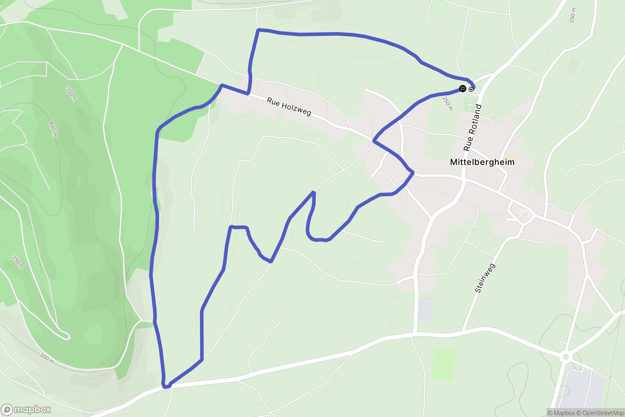 Mittelbergheim : carte du parcours de randonnée - France