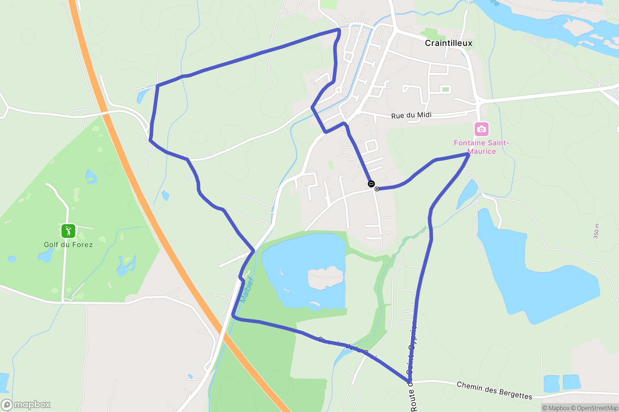 Craintilleux : carte du parcours de randonnée - France