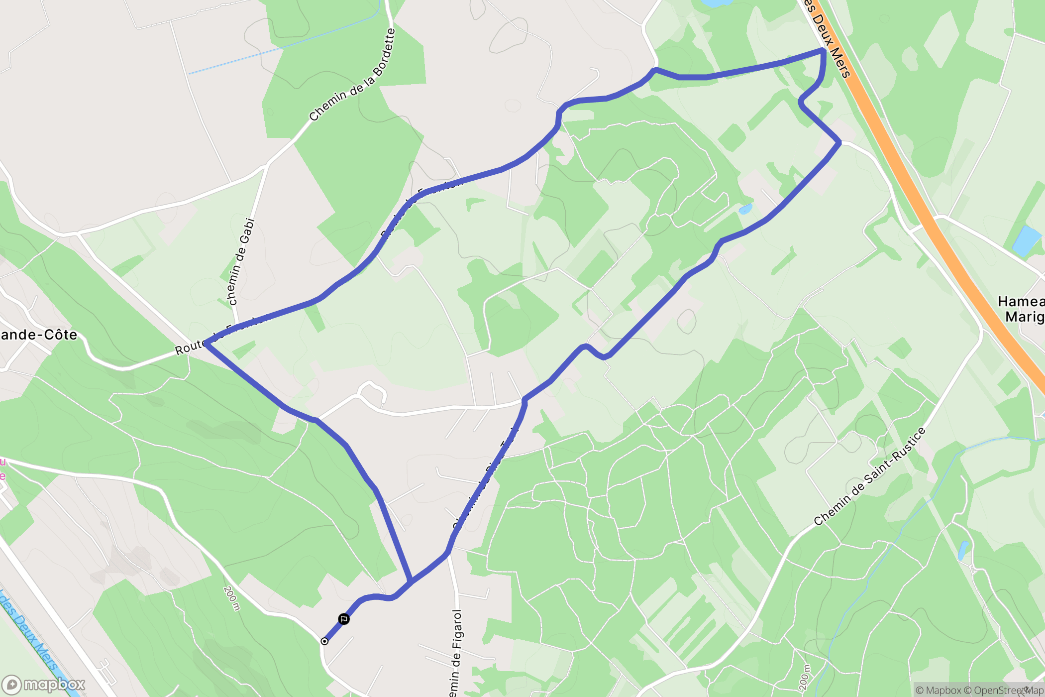 Pompignan : carte du parcours de randonnée - France