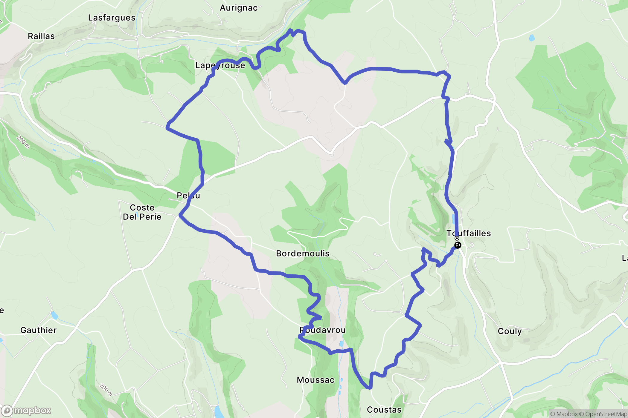Touffailles : carte du parcours de randonnée - France
