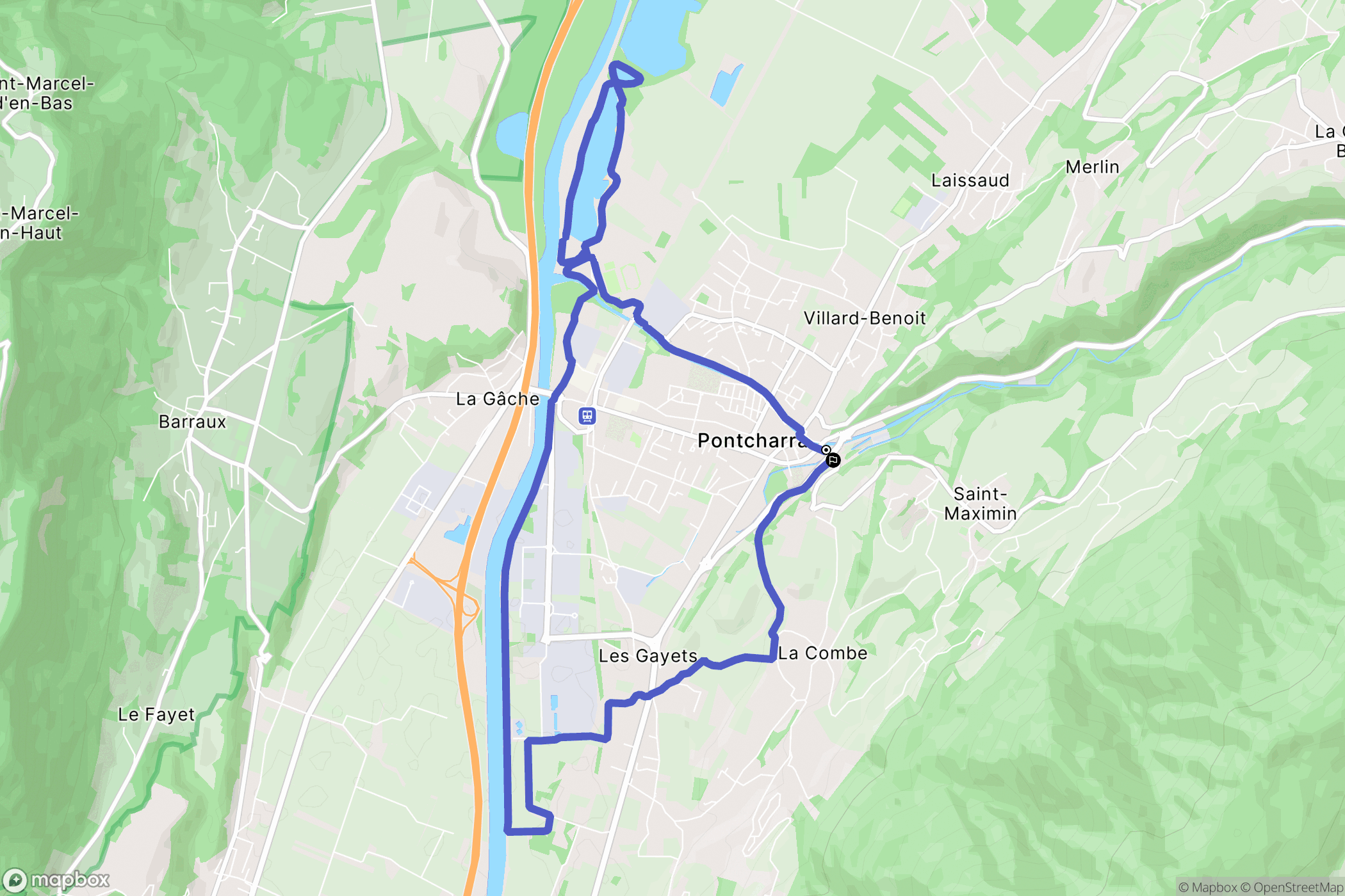 Pontcharra : carte du parcours de randonnée - France