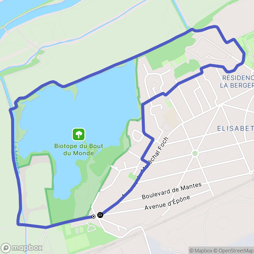 Épône : carte du parcours de randonnée - France