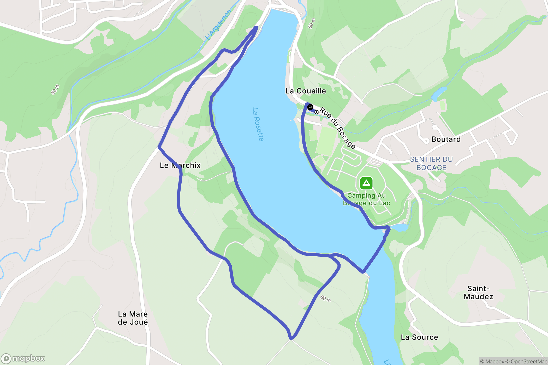 Jugon-les-Lacs : carte du parcours de randonnée - France