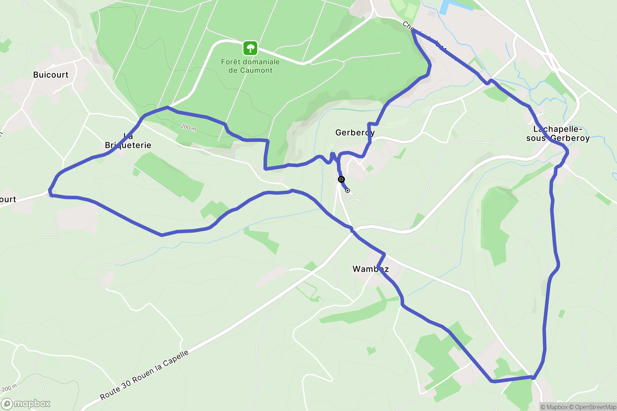 Gerberoy : carte du parcours de randonnée - France