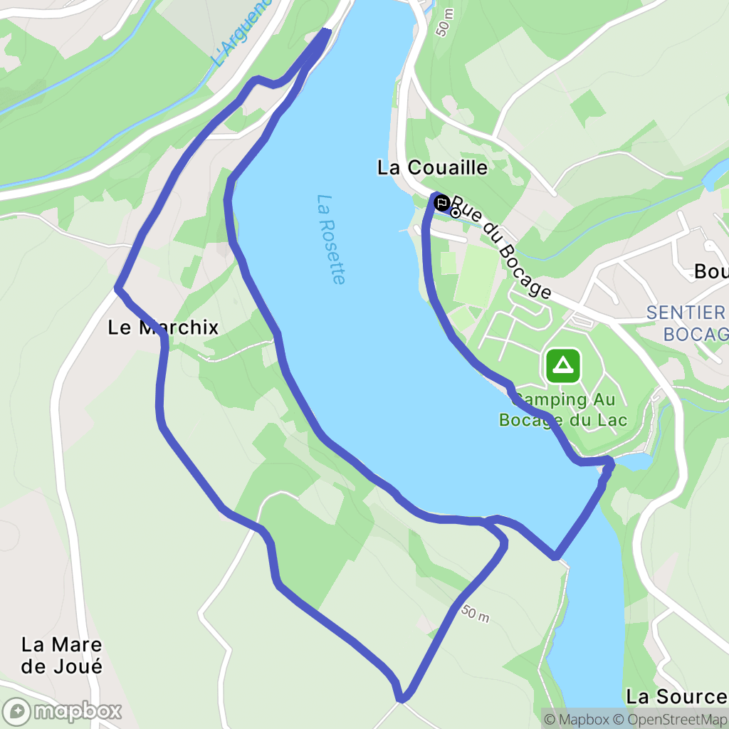 Jugon-les-Lacs : carte du parcours de randonnée - France