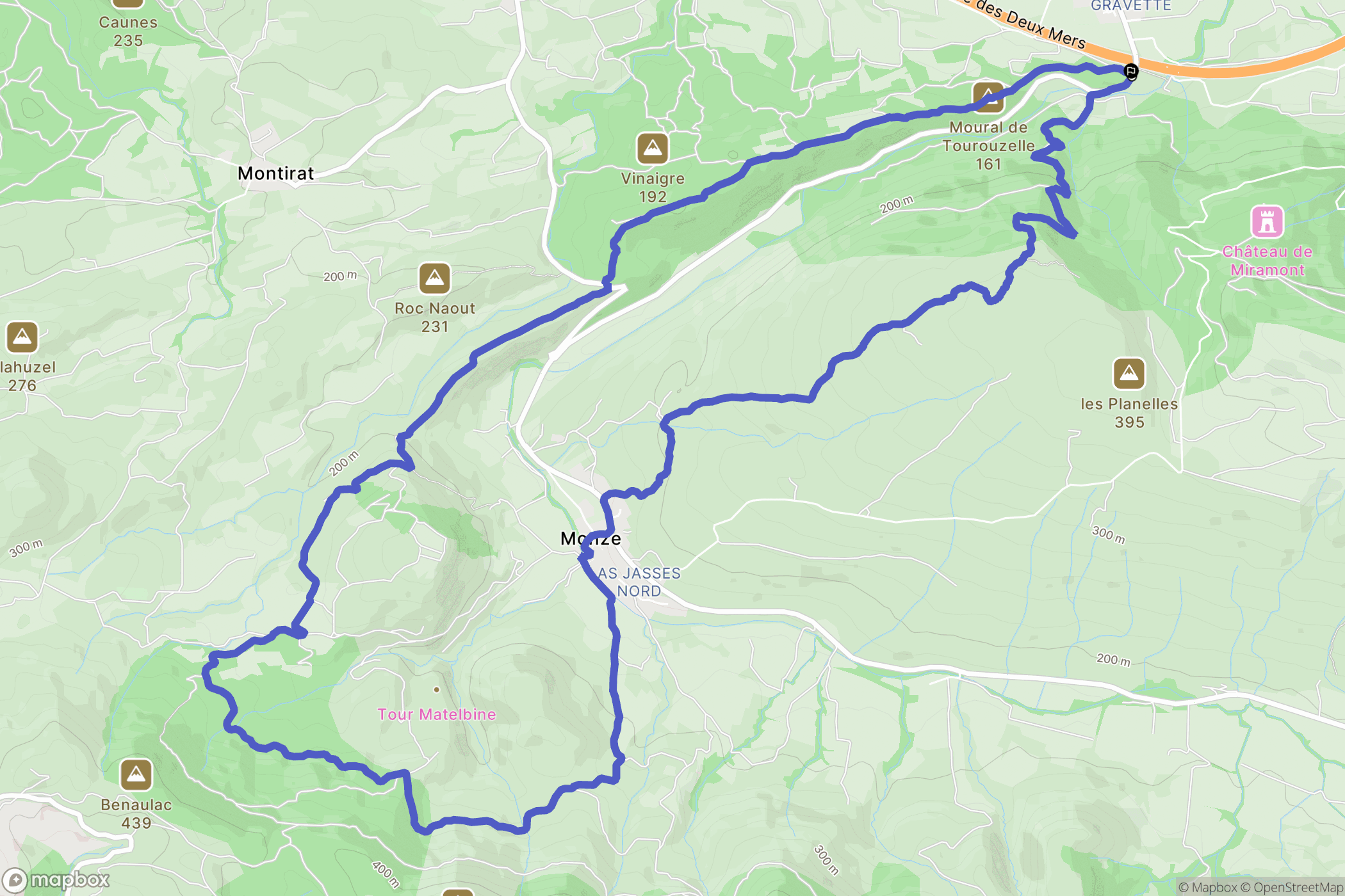 Floure : carte du parcours de randonnée - France