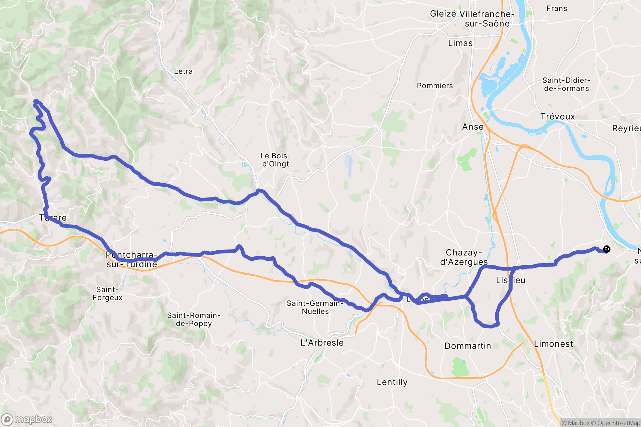 Saint-Germain-au-Mont-d'Or : carte du parcours de randonnée - France