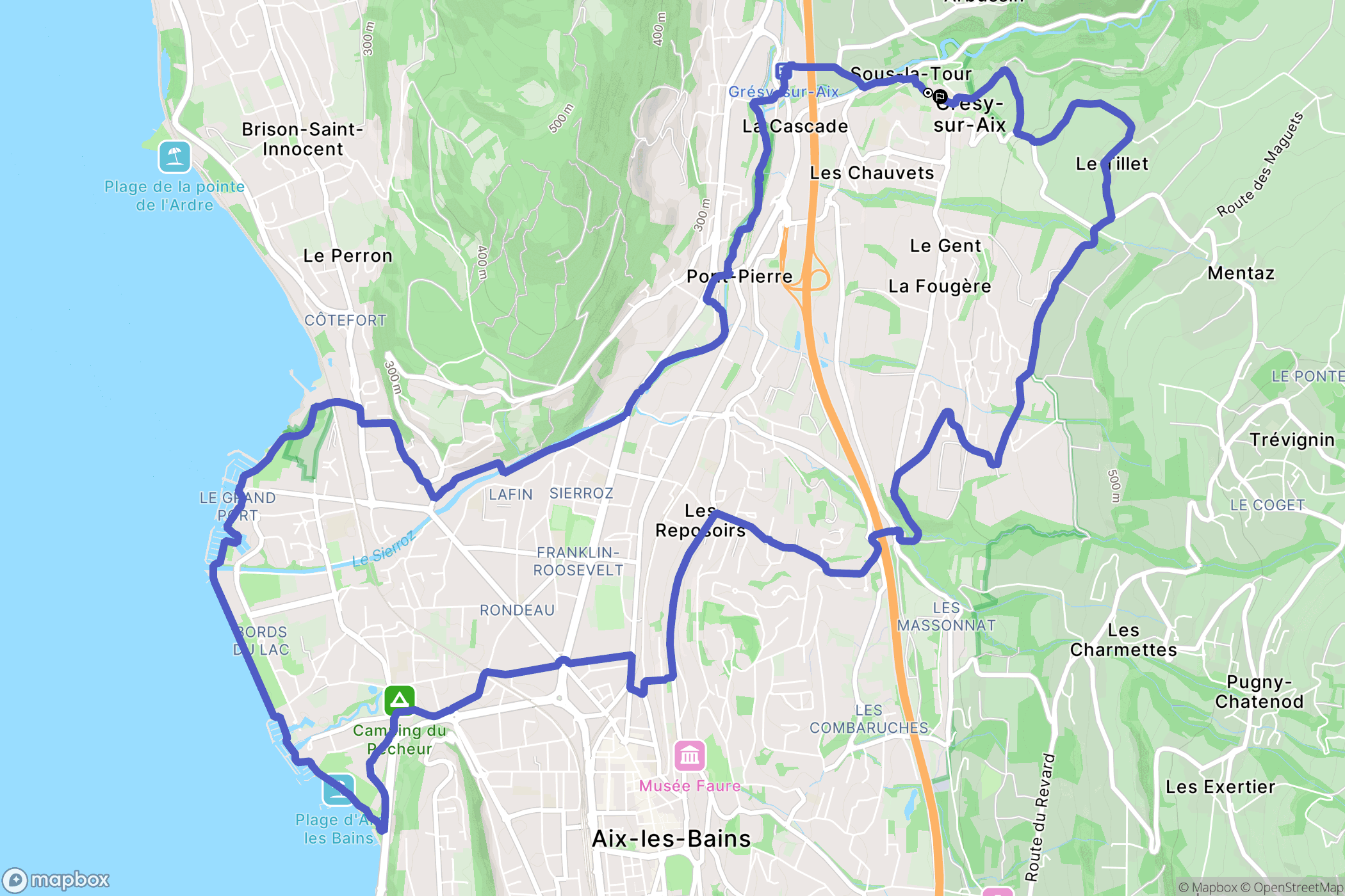Grésy-sur-Aix : carte du parcours de randonnée - France
