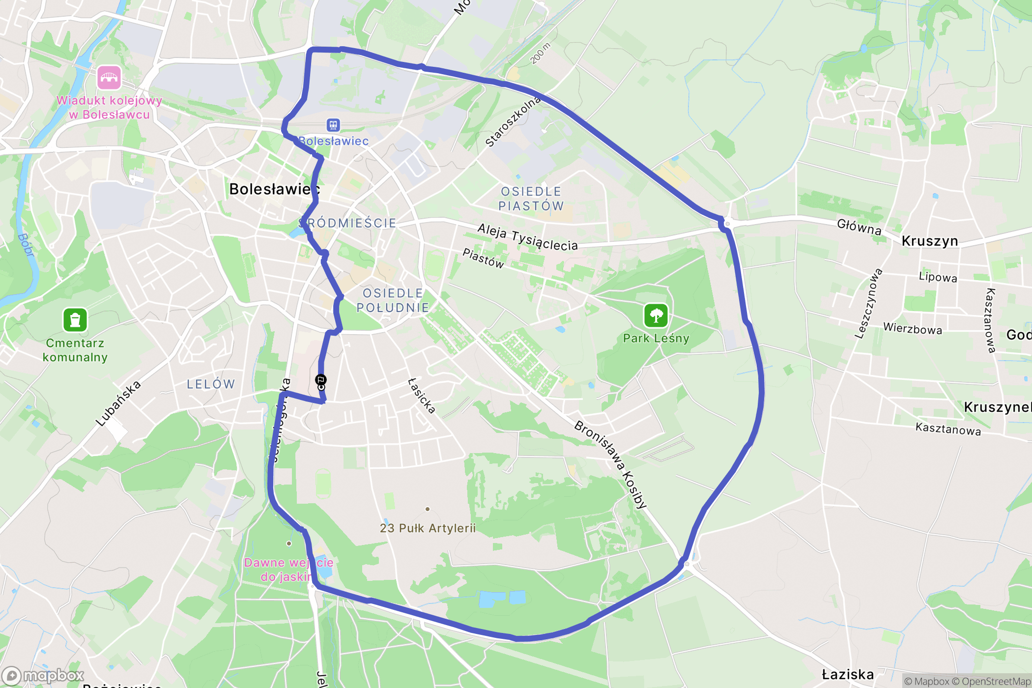 Bolesławiec: mapa trasy - Poland