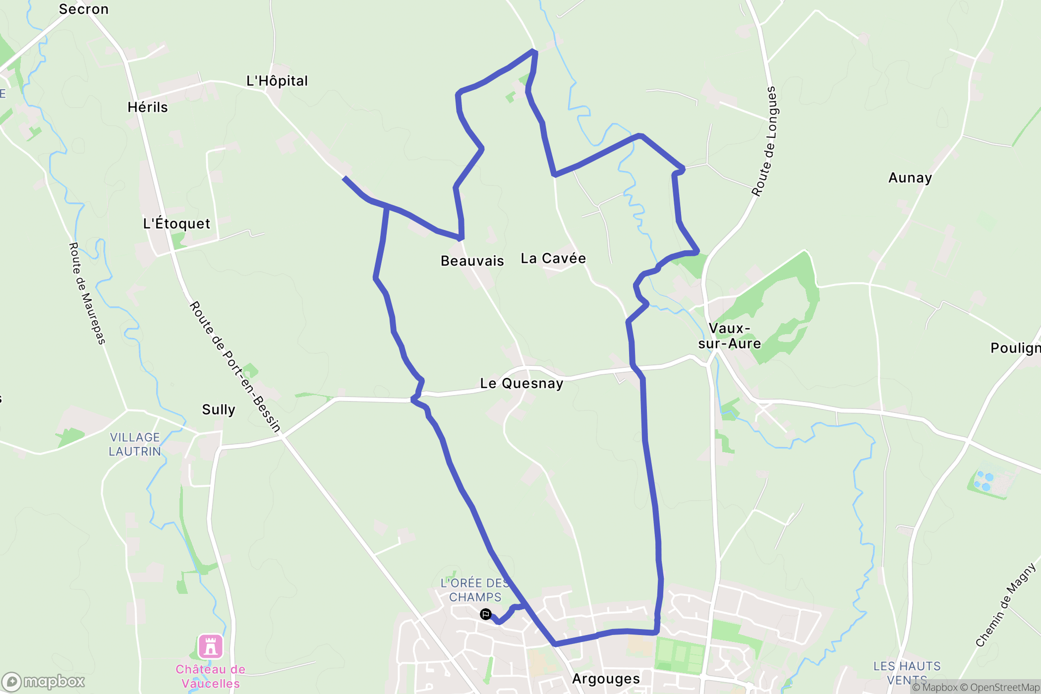 Bayeux : carte du parcours de randonnée - France