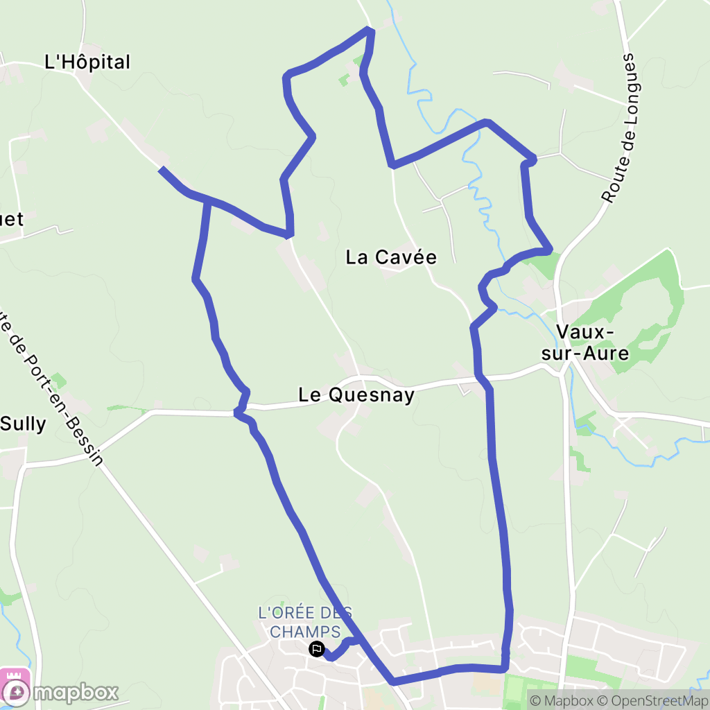 Bayeux : carte du parcours de randonnée - France