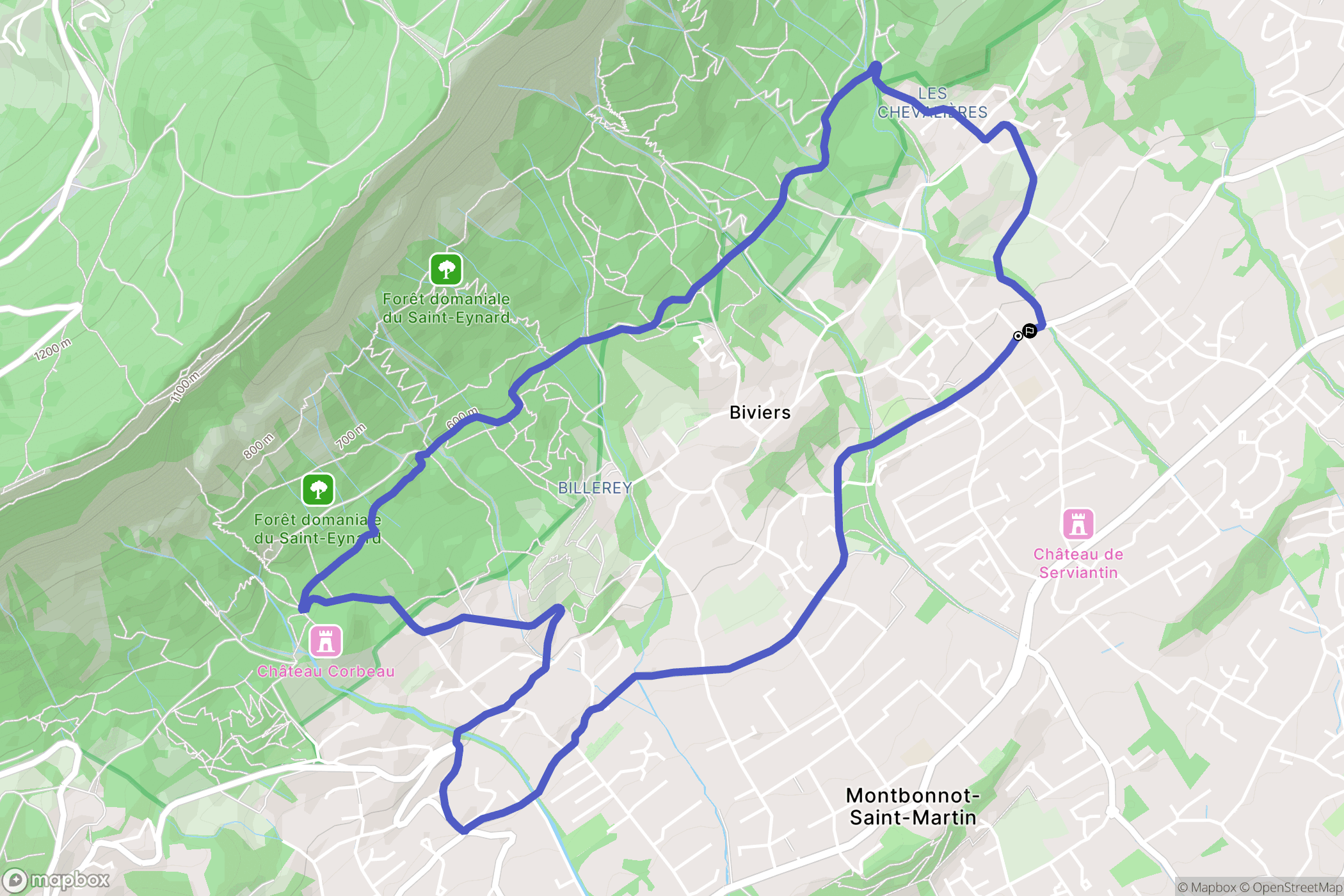 Biviers : carte du parcours de randonnée - France