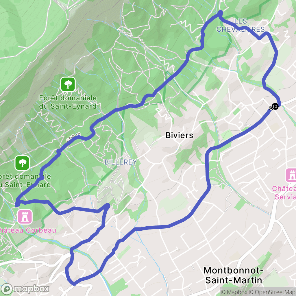 Biviers : carte du parcours de randonnée - France