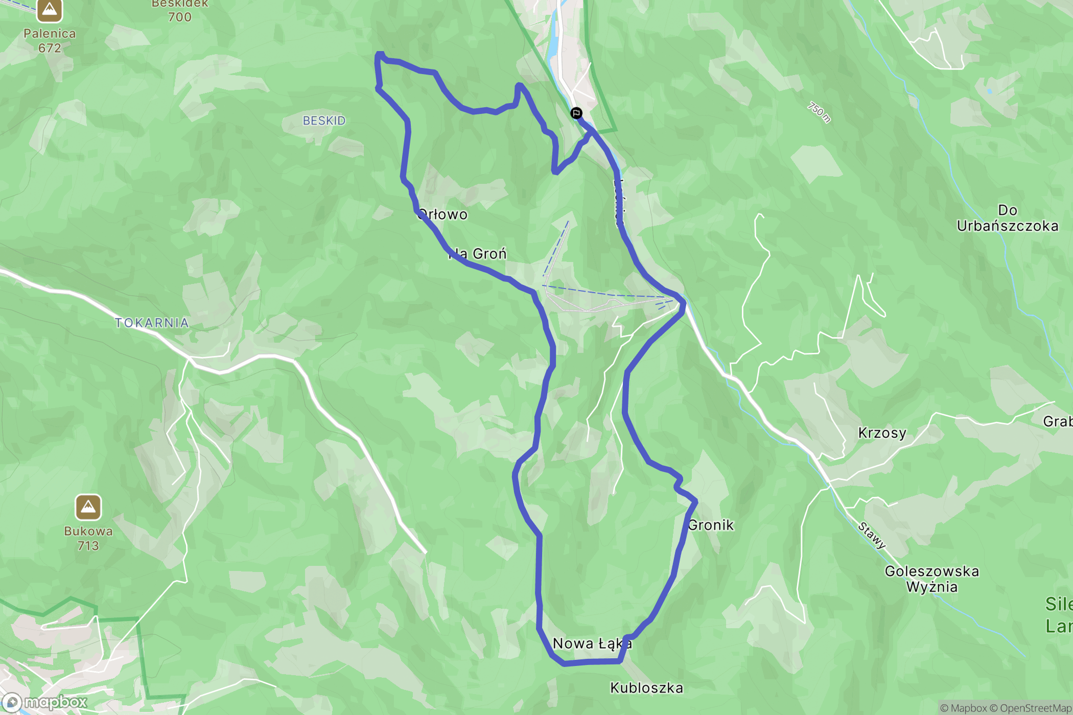 Brenna: mapa trasy - Poland