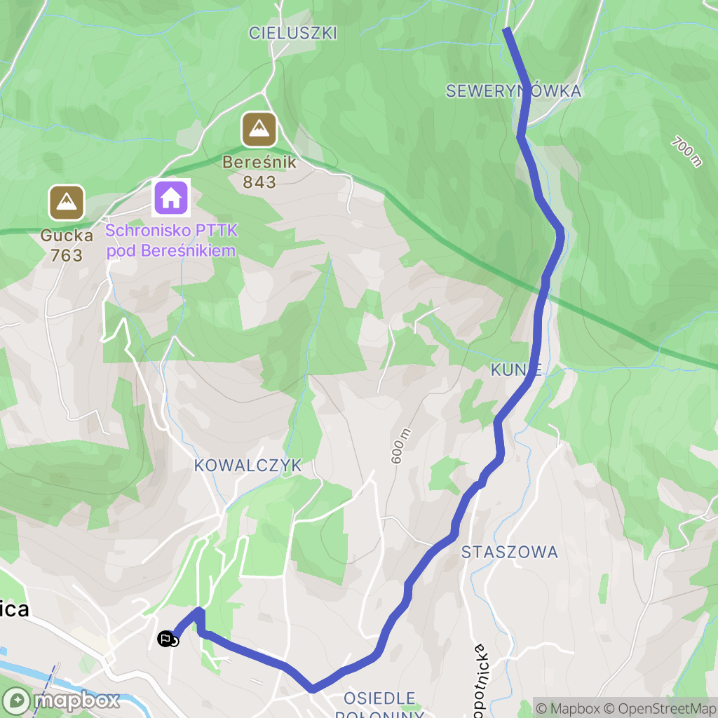 Szczawnica: mapa trasy - Poland